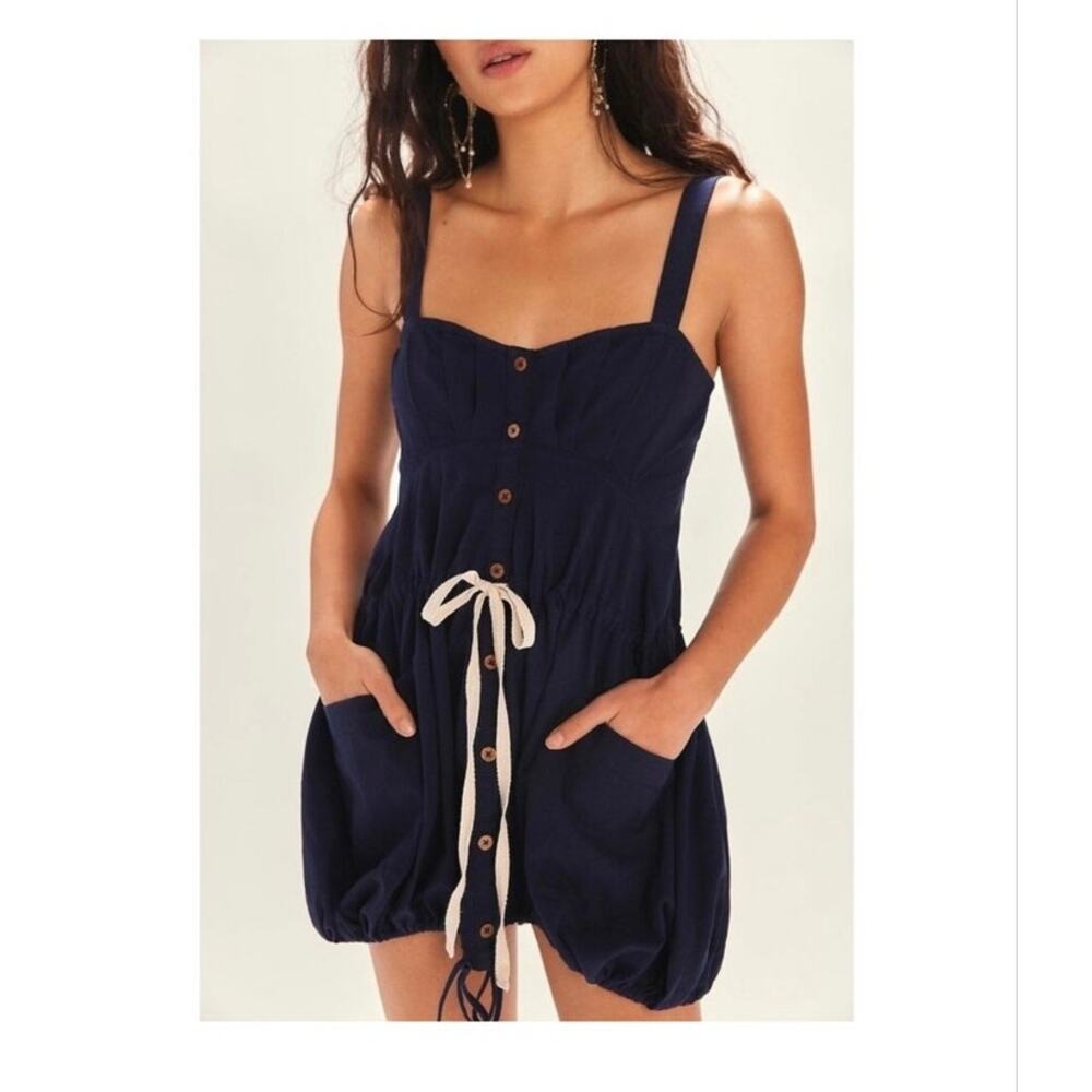 Free People Taste of Sunlight Tank Tunic Mini Dress size SMALL Eclipse